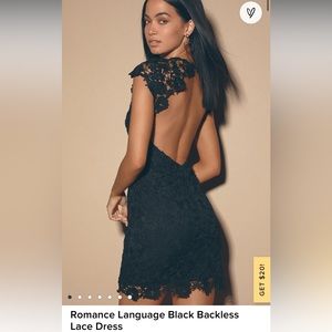 Romance Language Black Backless Lace Dress